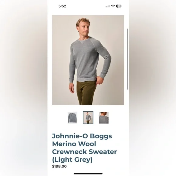 Johnnie-O Boggs Merino Wool CrewneckSize SExcellent/like new condition